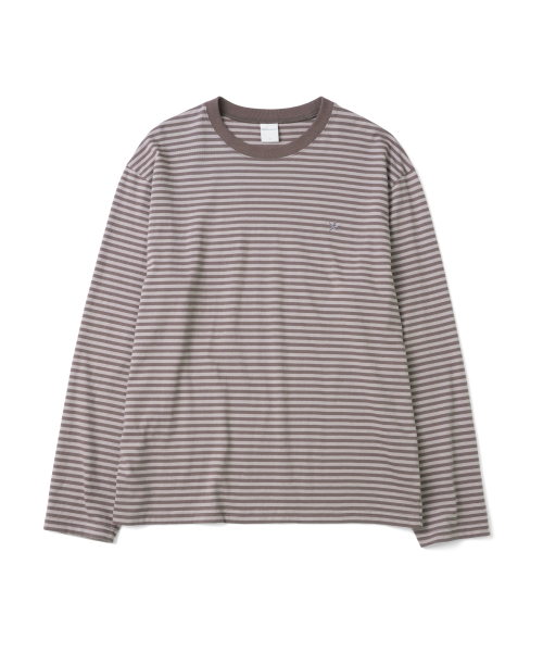 TCM mini logo stripe long sleeve (mauve)
