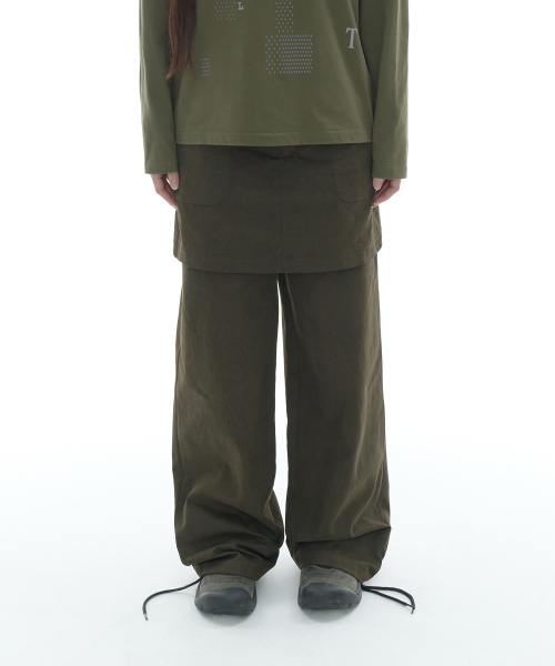 (w) TCM skirt layered pants (brown)