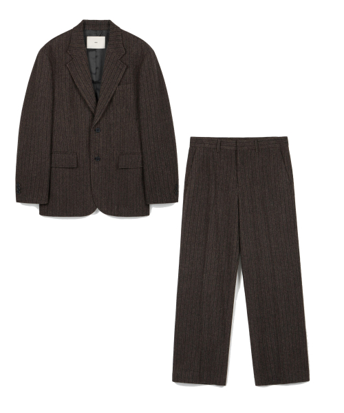 [SET] Redford Wool Herringbone Jacket & Wide-Fit Pants (Brown) 0TPA6F104W2