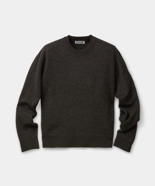 Merino Wool Crewneck Sweater (Melange Brown)