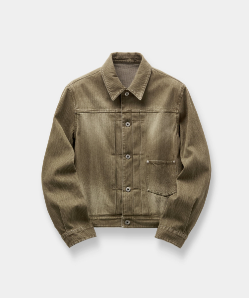 Type 1 Rib Texture Trucker Jacket (Washed Beige)