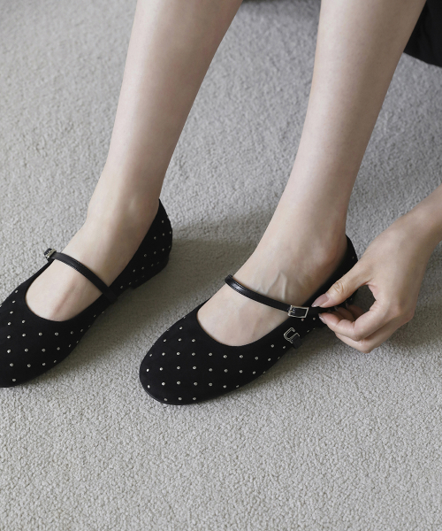 RUBINA Suede Mary Jane Flat Shoes (1cm)