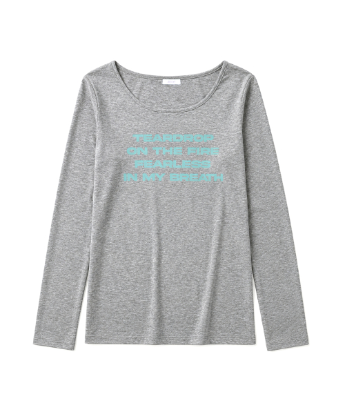 Lettering Slim L/S T-Shirt [Melange Gray]