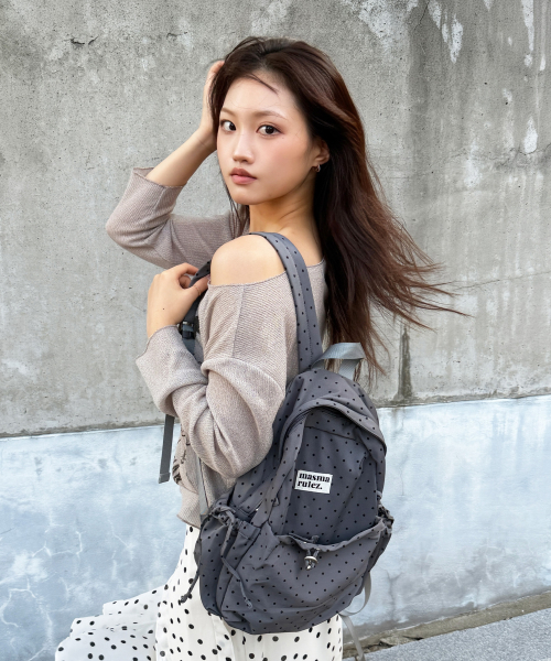 mini ver. Ribbon pocket backpack_Dot Charcoal