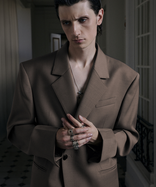Guernica Wool Sharkskin Blazer Taupe