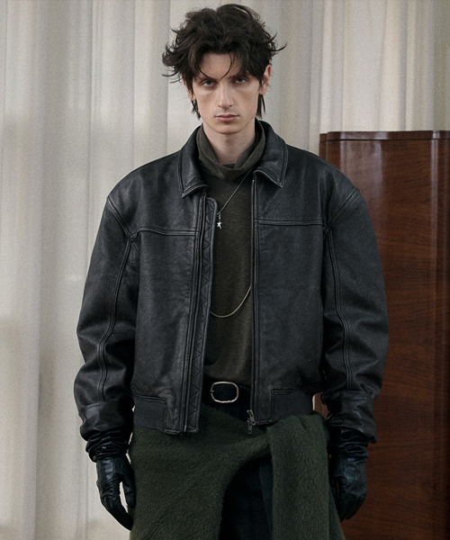 Gargoyle Cowhide Leather Jacket Washed Black