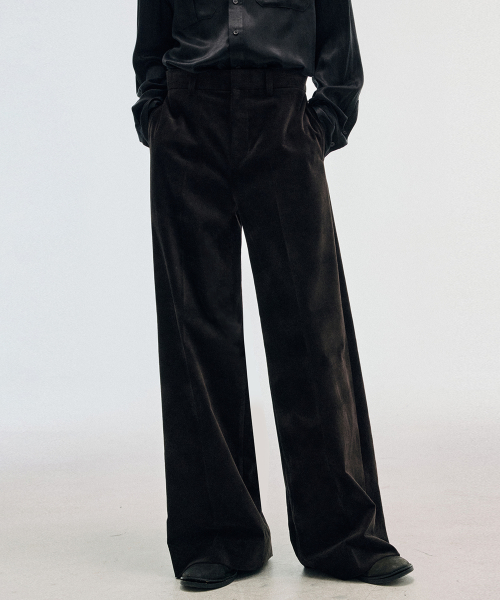 Samurai Velvet Wide Fit Pants Dark Brown