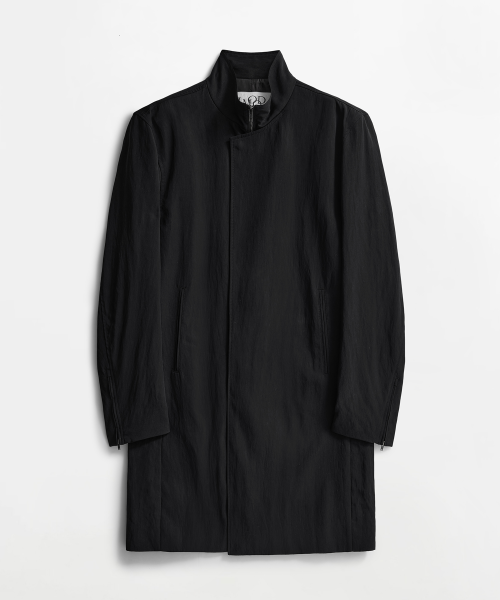 Blade Tencel High-Neck Coat Black