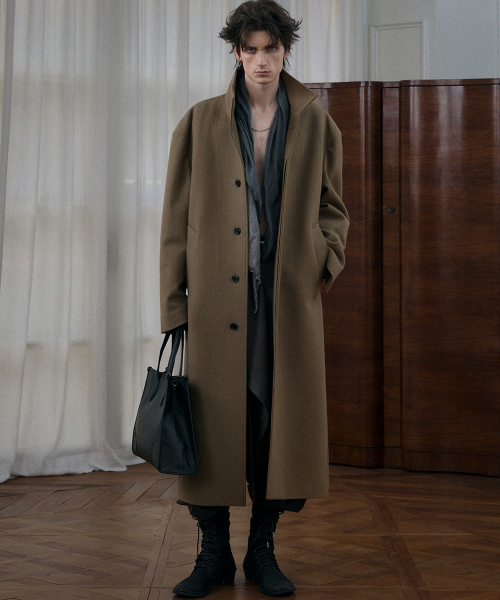 Vlaq High-Neck Coat Khaki Beige