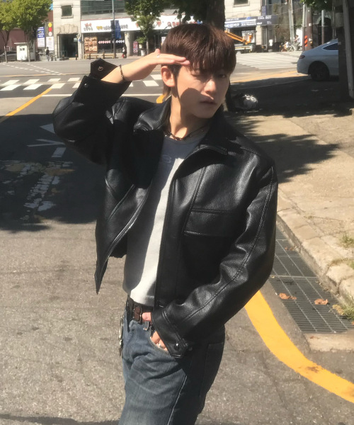 아크만 하이넥 레더 보머 자켓 [BLACK]