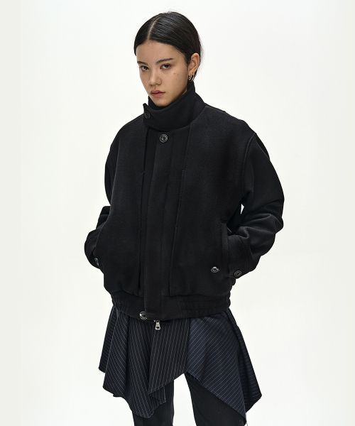 LINUS HARRINGTON WOOL JACKET (BLACK)