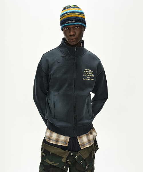FRAME 001 HIGH-NECK ZIP UP (CHARCOAL)
