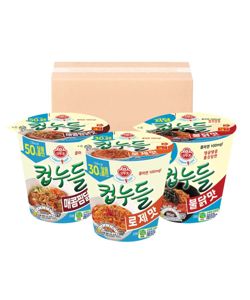 오뚜기 저당/당을 줄인 컵누들 15개 세트 (불닭 5 + 로제 5 + 매콤찜닭 5)