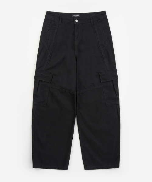 커브드 절개 카고 팬츠 (BLACK)