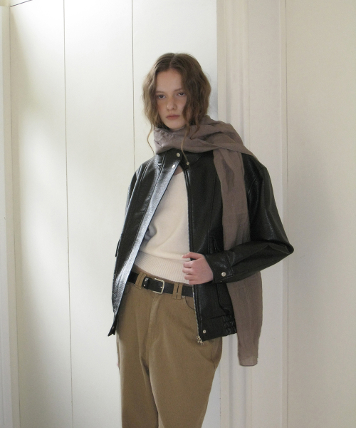 Vase leather blouson - Black