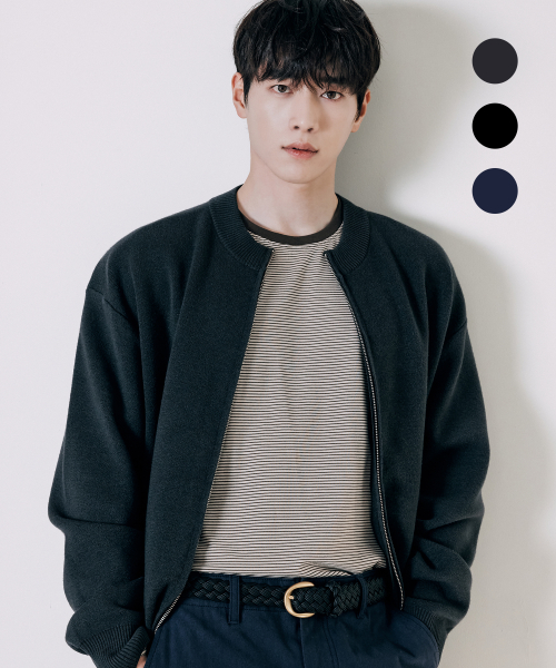 워셔블 모크넥 투웨이 집업 니트 [3color]