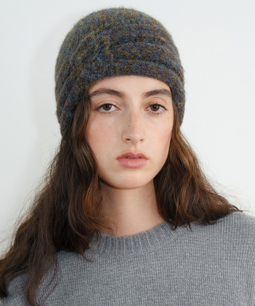 Flower Shirring Beanie (Khaki Brown)