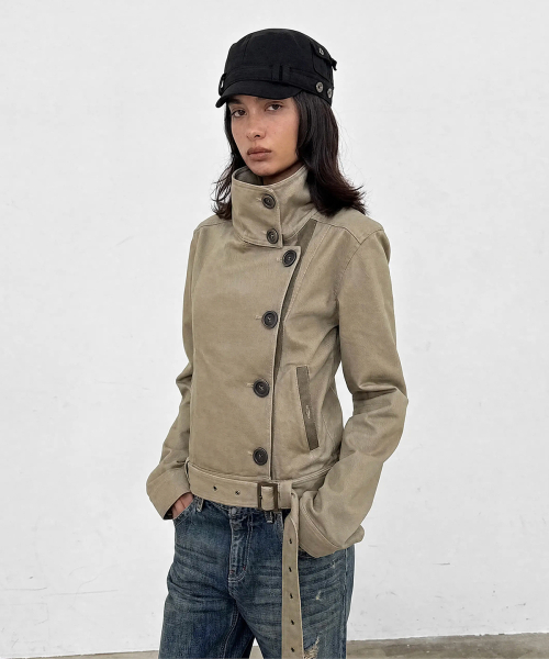 Slimfit cotton Jacket_Beige