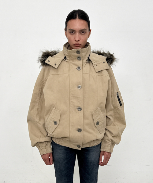 Detachable Fur Jacket_Beige