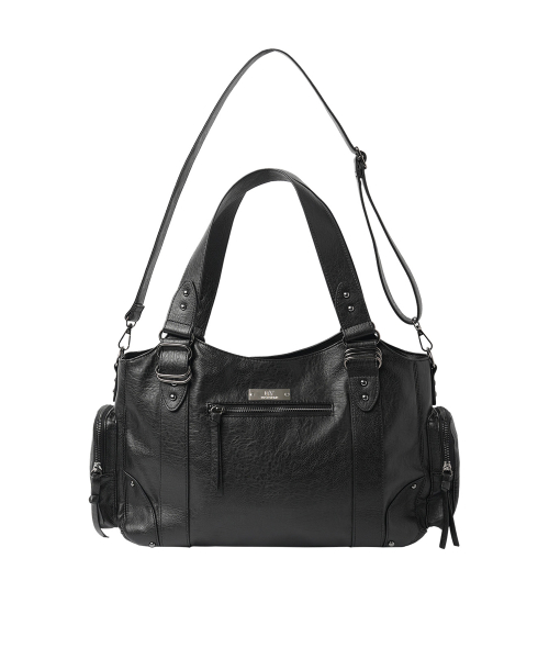 DRING FAUX LEATHER SHOULDER BAG - BLACK