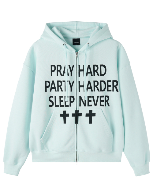 PRAY HARD HOODIE ZIP UP - MINT