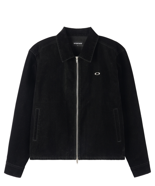 METAL LOGO VELVET JACKET - BLACK