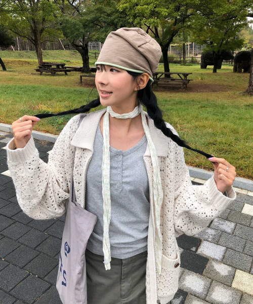 마스컴퍼니 Layered beanie - Beige