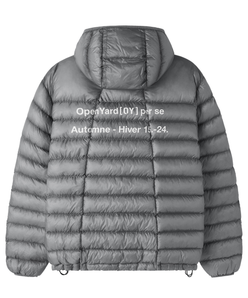 CURVED ZIP LIGHTWEIGHT SHELL PUFFER JACKET - CHARCOAL