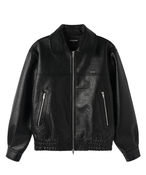 FAUX LEATHER BLOUSON JACKET - BLACK