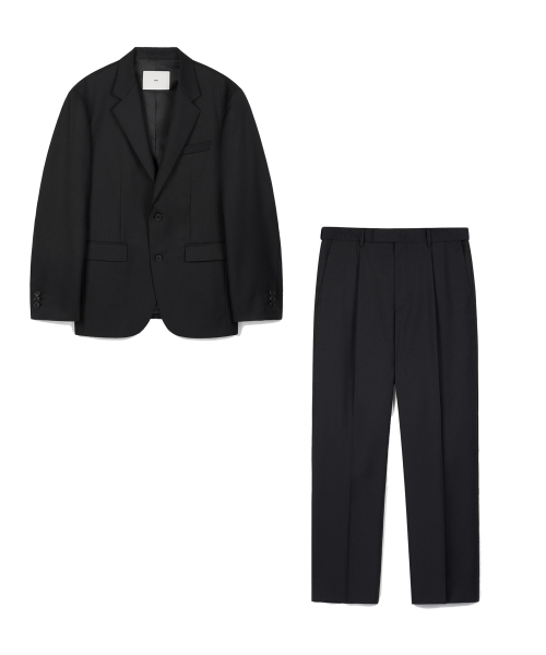 [SET] Wool-Blend Comfort Set-Up Jacket&Tapered-Fit Pants (Black) 0TJA6F100BK