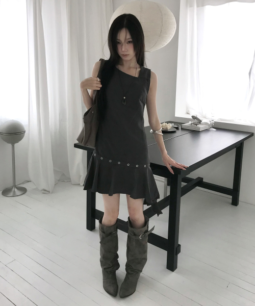 비대칭 레이어드 미니 원피스_MIWOWGT01C