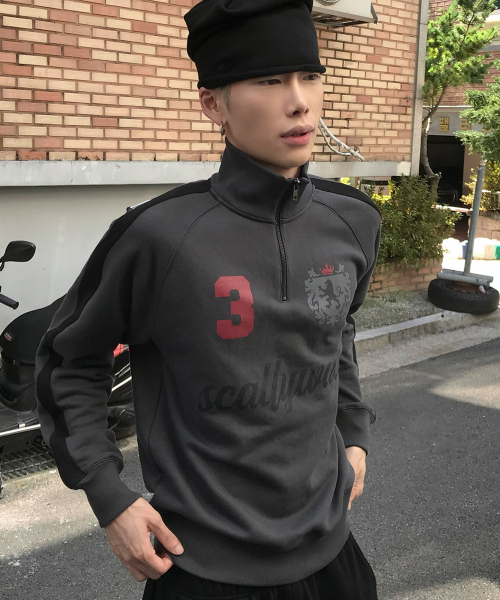 트랙 하프집업 스웨트 셔츠[차콜]