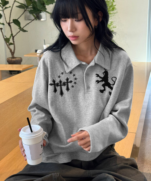 라이온 폴로 롱 슬리브[그레이]