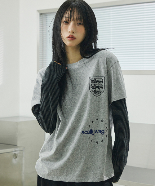 스트라이프 레이어드 롱 슬리브[그레이]