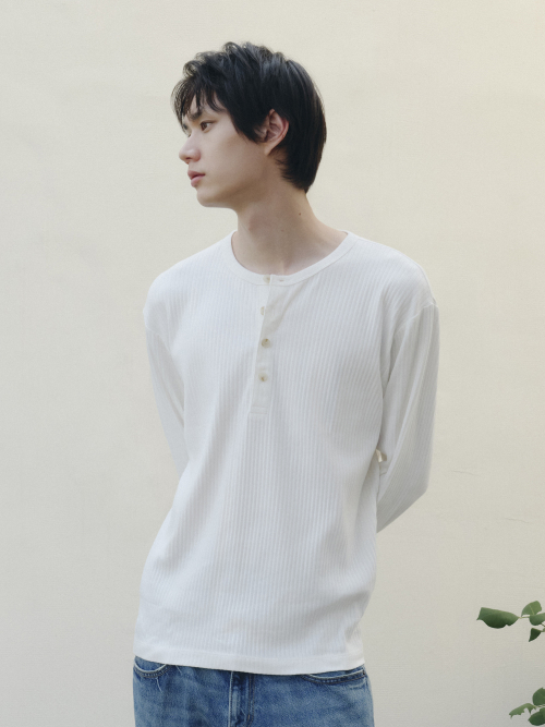 남성 립 헨리넥 T 긴팔_MSG3TS1307
