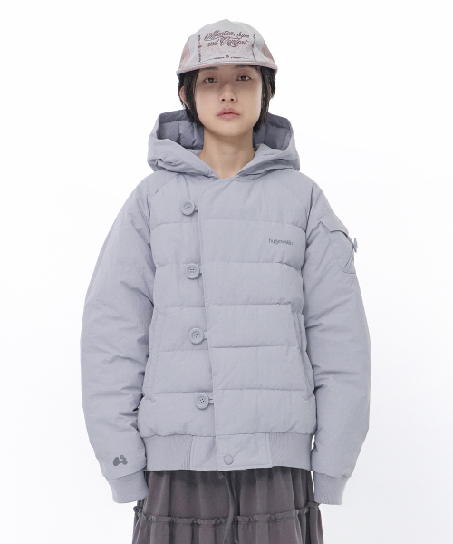 Button padded jacket (Light gray)