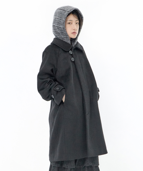 Attachable hooded single coat (Black)