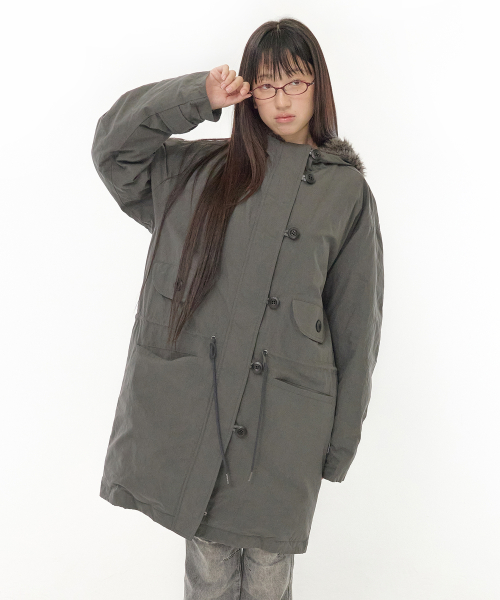 Padded fishtail duffle parka (Charcoal)