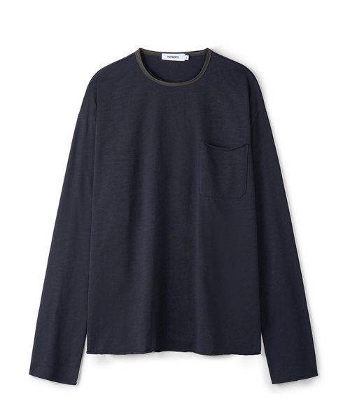 Slub Double Neck Long Sleeve Navy
