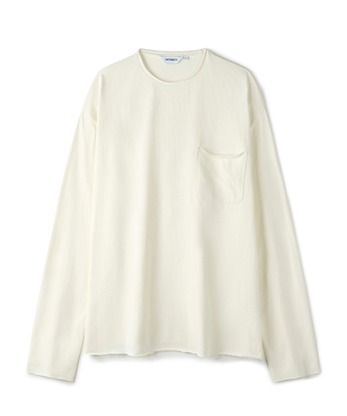 Raw Edge Pocket Long Sleeve Ivory