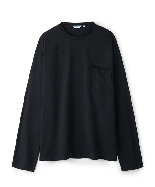 Raw Edge Pocket Long Sleeve Black
