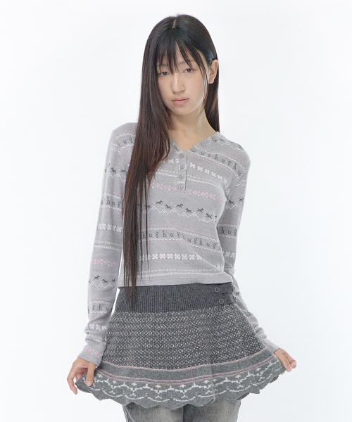 Nordic henry neck top (Gray)