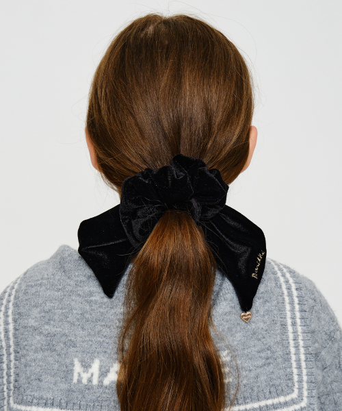KIDS VELVET RIBBON SCRUNCHIE black