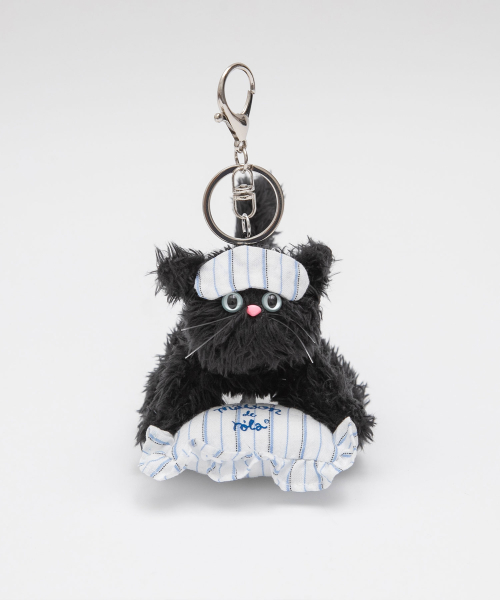 SLEEPY CAT KEYRING LIGHT BLUE