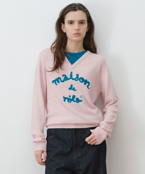 MAISON DE ROLA EMBROIDERY LAYERED KNIT PK+BL