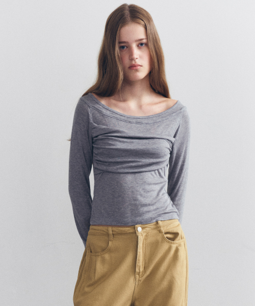 DRAPING DETAIL T-SHIRTS GRAY
