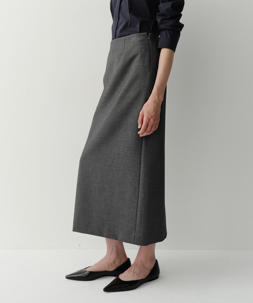 FW MAXI SLIT SKIRT (CHARCOAL)