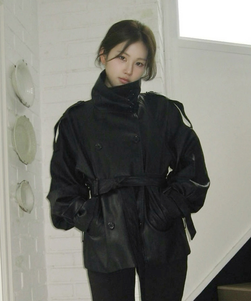AUTHENTIC TRENCH LEATHER JACKET (BLACK)