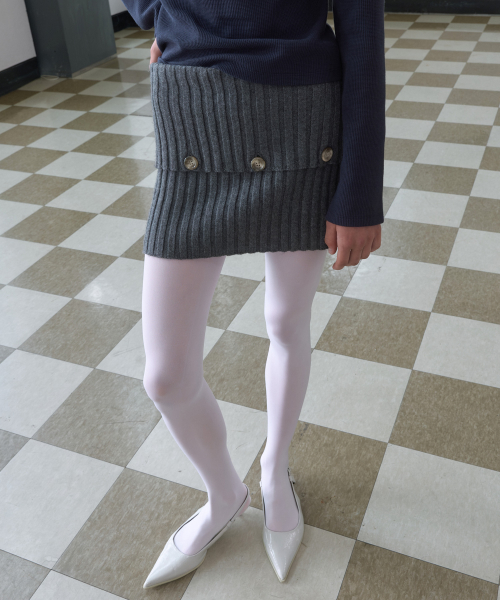 BOLD BUTTON MINI SKIRT_CHARCOAL GREY