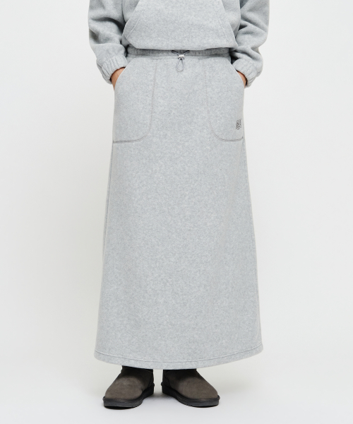 W CLASSIC LOGO LONG FLEECE SKIRT heather gray